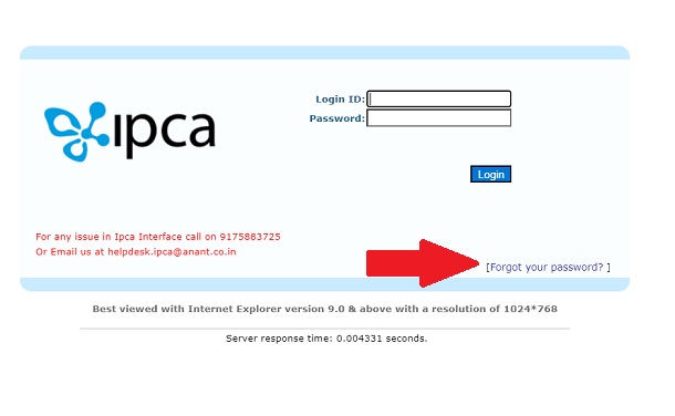 ipcainterface forgot password