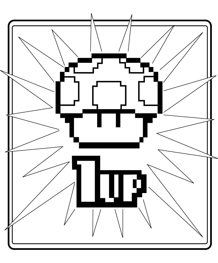 8 bit 1-UP mushroom. Mario