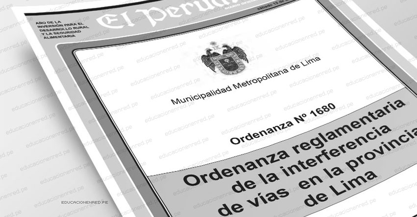 ORDENANZA Nº 1680 - Ordenanza reglamentaria de la interferencia de vías en la provincia de Lima - www.munlima.gob.pe