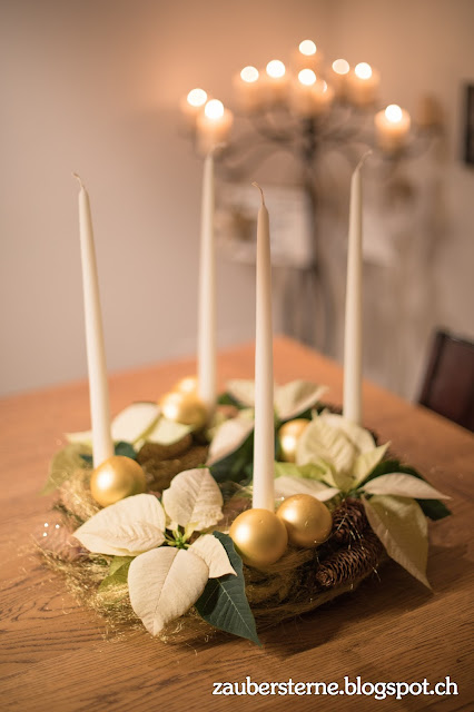 DIY Adventskranz, Weihnachtsstern, Adventsdeko selber machen, Adventskranz basteln, Kreativblog Schweiz