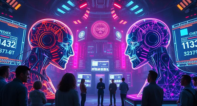 Shocking AI battle between DeepSeek and ChatGPT, with their logos displayed in a futuristic digital arena, symbolizing DeepSeek's rise in artificial intelligence."