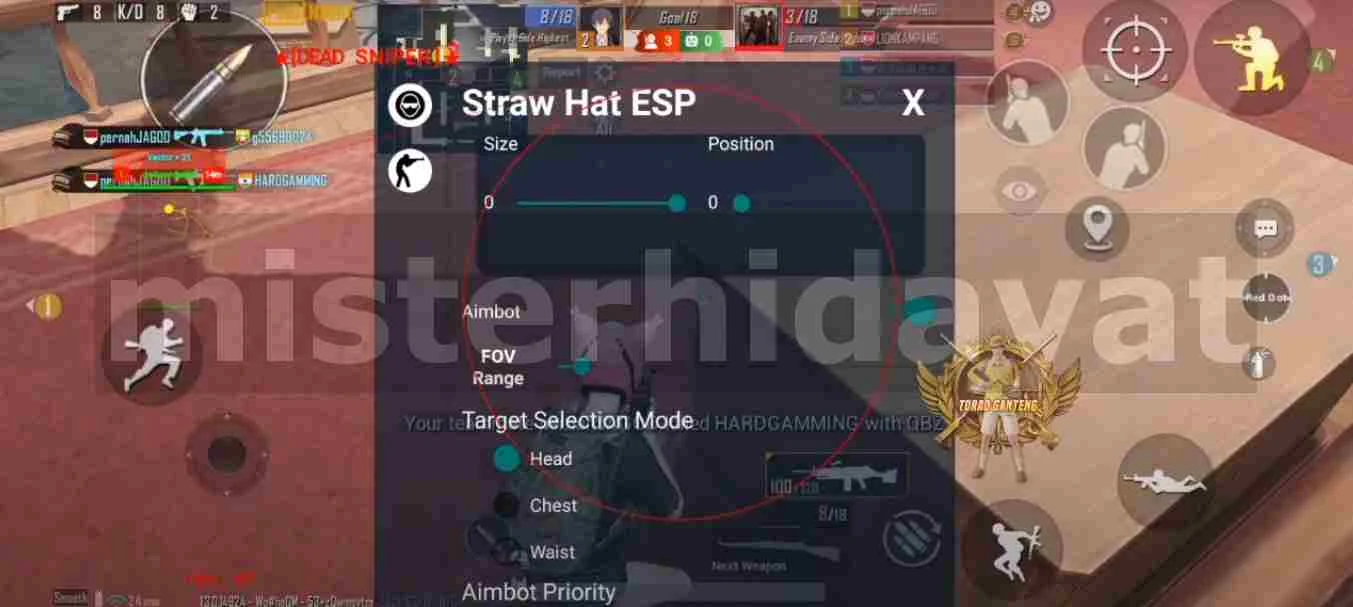 Cheat PubgM Terbaru V1.3 Mod Menu Injector Straw Hat ESP