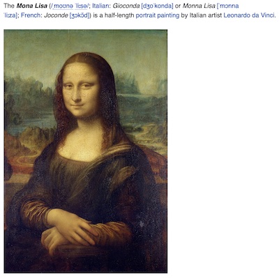 The email with Mona Lisa, as seen in Gmail's web interface.