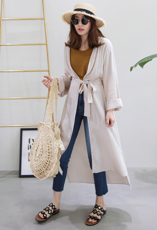 Tie-Waist Long Cardigan