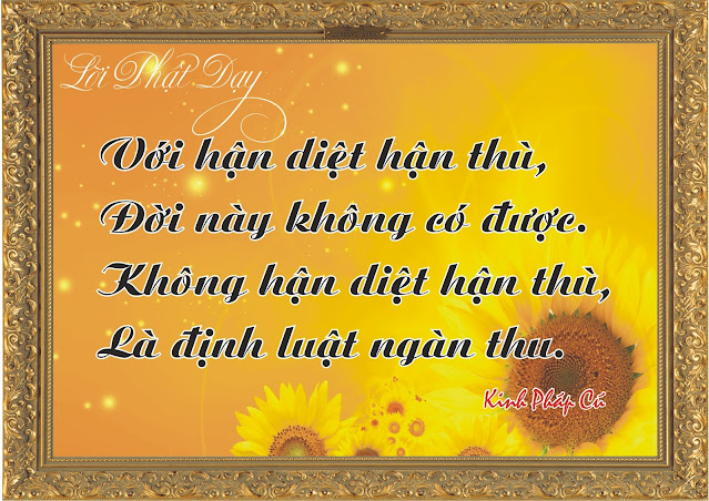 “Hận thù diệt hận thù. Đời này không có được. Từ bi diệt hận thù. Là định luật nghìn thu”