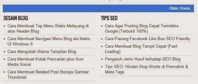  Cara Menambah Dua Kolom Widget di Bawah Posting Halaman Depan