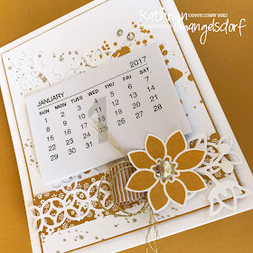 Stampin' Up! Flourishing Phrases, Gorgeous Grunge, Mini Desk Calendar, Christmas Gift created by Kathryn Mangelsdorf