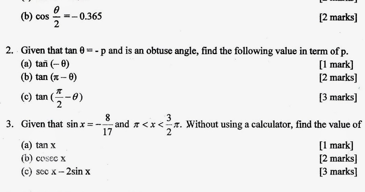 KSKhaw (分享者,许景程): Additional Mathematics Exam / Test : Form 5