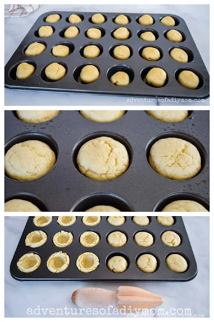 cookie dough in a mini muffin tin