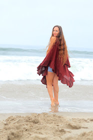 Beach Cover Up Poncho with Ruffles by Mademoiselle Mermaid