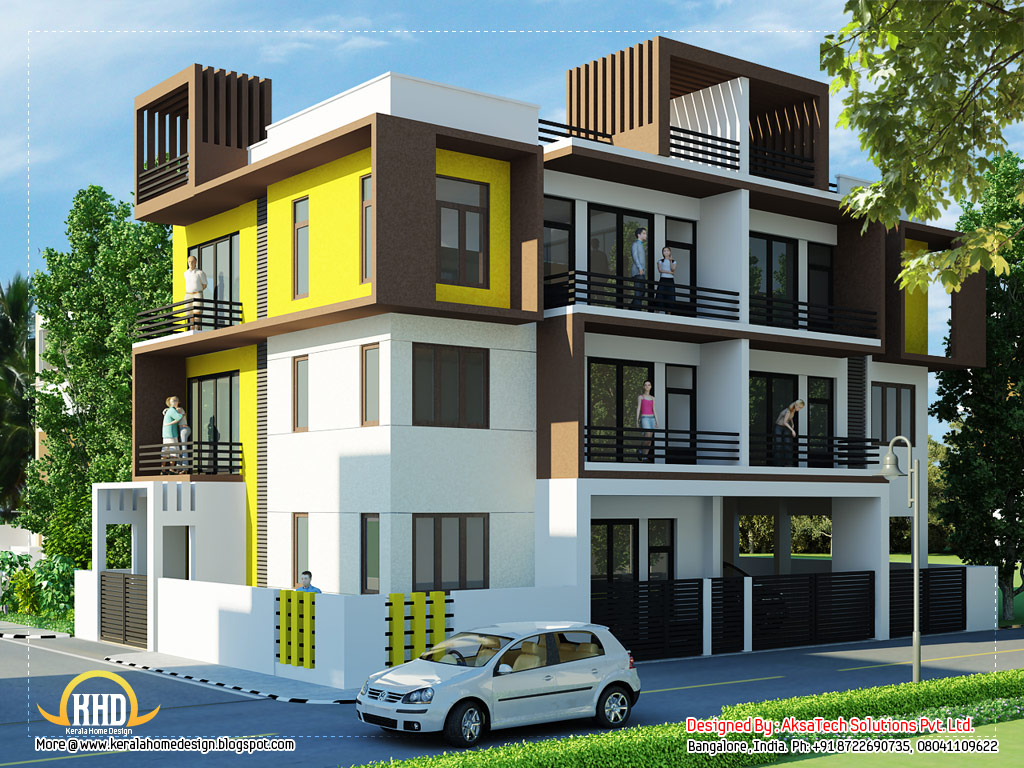 Modern contemporary home elevations - Kerala home design and floor ...