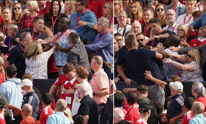 Manchester United Fans Fight Themselves in The Stands at Old Trafford As Brighton Defeat The Red Devils (Photos) 