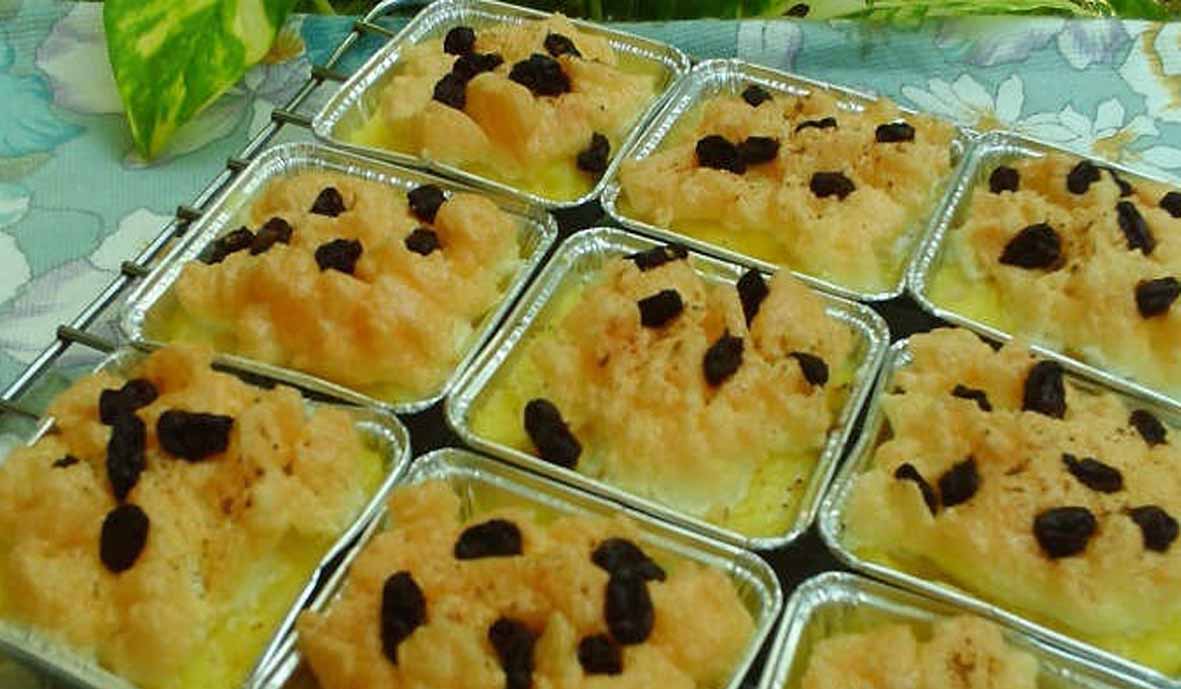 RESEP PUDING ROTI TAWAR KUKUS KEJU KISMIS