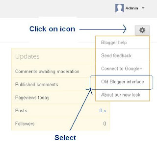 Select Old Blogger Interface from Drop Down Menu in Blogger overview