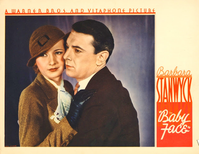 BABY FACE. Estados Unidos. Lobby Card: 36 x 28 cms. CARITA DE ÁNGEL. Baby Face. 1933. Estados Unidos. Dirección: Alfred E. Green. Reparto: Barbara Stanwyck, George Brent, Donald Cook, Alphonse Ethier, Henry Kolker, John Wayne, Margaret Lindsay, Arthur Hohl, Robert Barrat, Douglas Dumbrille.