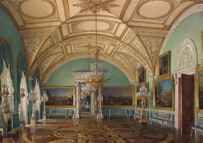 Interiors of the Winter Palace. The Third Room of the War Gallery by Edward Petrovich Hau - Architecture, Interiors Drawings from Hermitage Museum