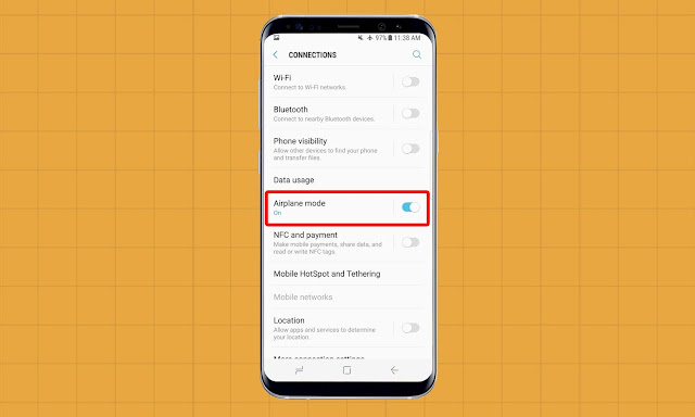 airplane mode galaxy s8