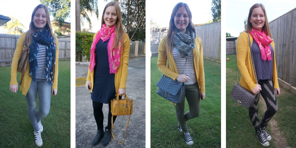 4 print mixing outfits with a yellow cardigan | awayfromtheblue