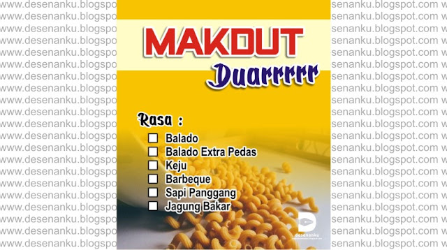 Desain Stiker Kemasan Produk Makanan Ringan ( Makaroni ) .cdr