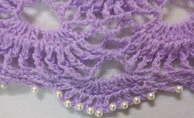 Sweet Nothings Crochet free crochet pattern blog, photo close up of beads attached along edging,