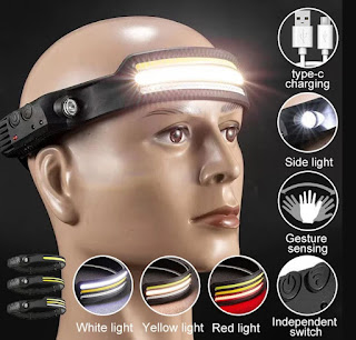 Wave Induction Headlamp COB LED Head Lamp With Built-in Battery