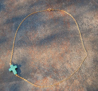 Turquoise and Gold Cross Necklace by Gypsy Sol Etsy