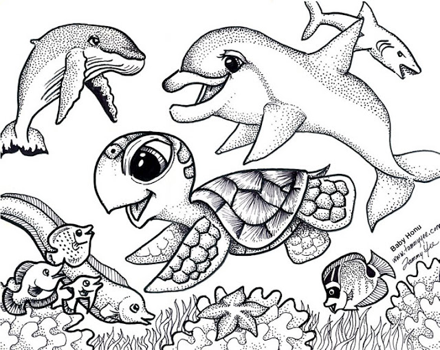 Baby Sea Animals Coloring Pages to Print For Kids