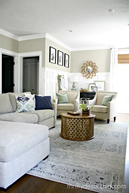 Long family room furniture layout