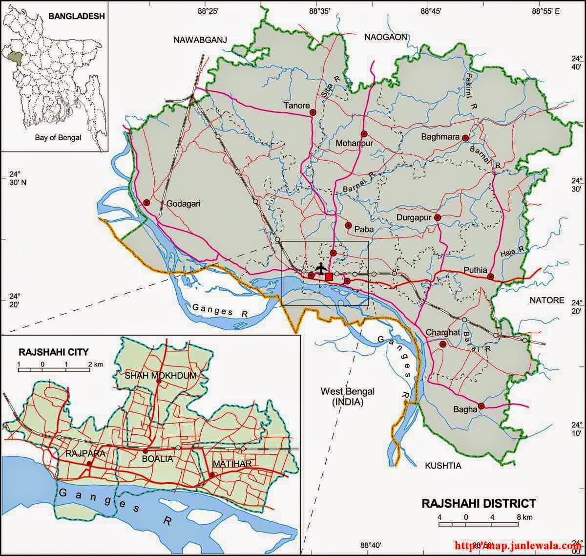 rajshahi zila map of bangladesh