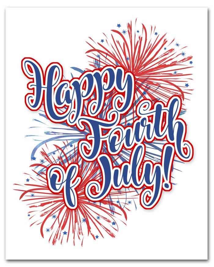 Red, White, and Blue Fireworks Printable