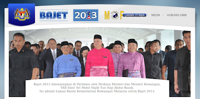 Laman Kementerian Kewangan Bujet 2013