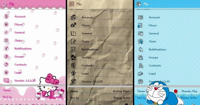Tema BBM MOD Lucu Gratis v3.3.3.39 (Paper, Hello Kitty 