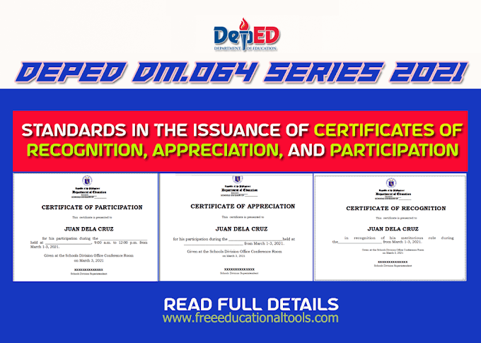 DEPED: 2021 STANDARDS IN THE ISSUANCE OF CERTIFICATES OF RECOGNITION, APPRECIATION, AND PARTICIPATION 