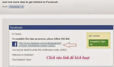 Xác thực tài khoản email đăng ký Facebook