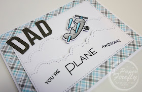 Handmade funny Fathers Day card with aeroplane (using Plane and simple stamp set from Lawn Fawn)