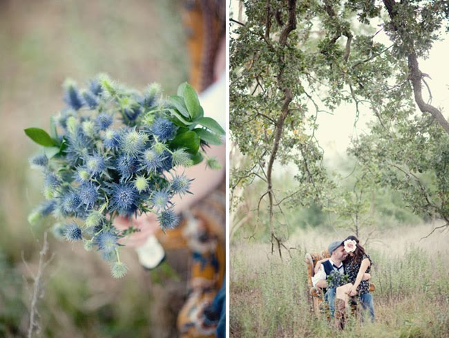 blue thistle bouquet