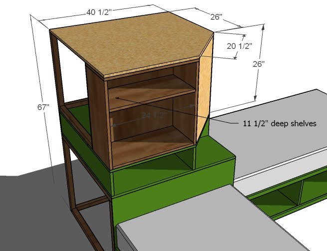DIY Twin Bed Corner Unit for Storage