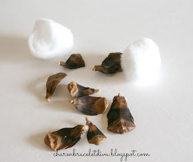 pine cone scales and cotton balls for DIY faux cotton stems