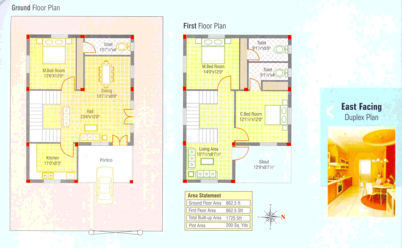 3 Bedroom Kerala Home Free Plan with 1725 Sq Ft with Lot 