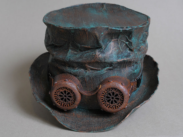 post apocalyptic crashed top hat with goggles front