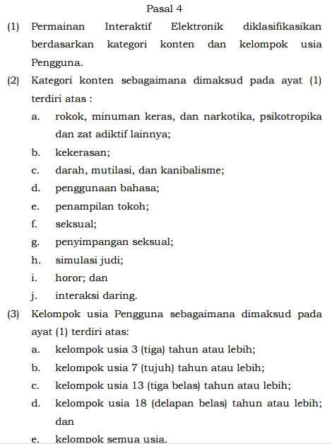 peraturan sistem rating game indonesia