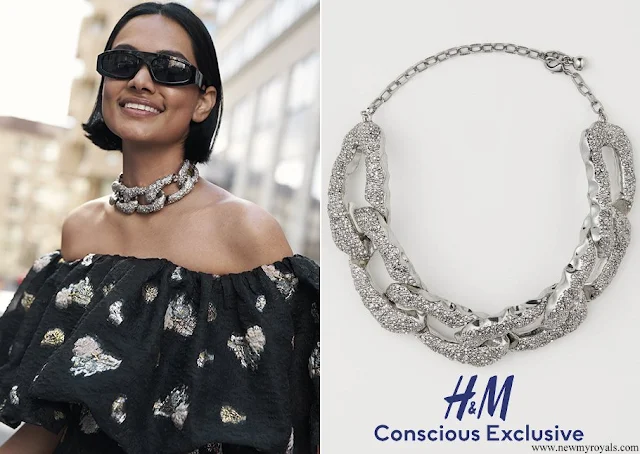 Crown Princess Victoria wore H&M Conscious Exclusive Collection Rhinestone detail necklace