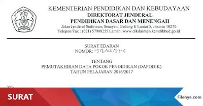 Surat Edaran Pemutakhiran Dapodik 2016/2017 