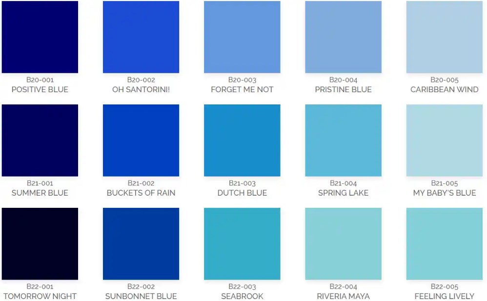 jenis warna biru cat
