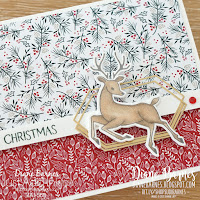 Handmade Christmas card using Stampin Up Peaceful Deer stamp set and punch bundle, Tidings of Christmas paper and Stampin' Blends alcohol markers. Card by Di Barnes  - Independent Demonstrator in Sydney Australia - colourmehappy - Sydney stamper
