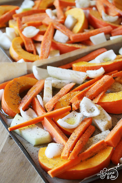 Rumsteak Légumes Rôtis Potimarron choux-raves oignons carottes recette facile rapide pas chère