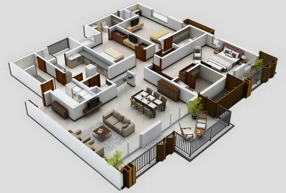 Tips Dan Contoh Denah Rumah  Minimalis 3D  4 Kamar  Dengan 