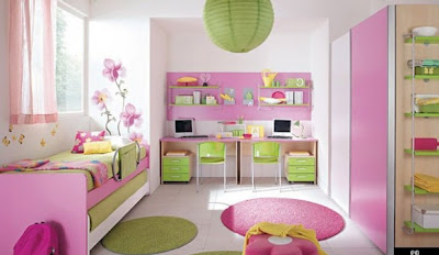 cuarto muebles rosa niña