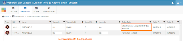 Salam semangat buat Guru serta rekan rekan Operator Sekolah Solusi Perbaikan Data Master Ditolak Karena Lampirkan KTP dan Akta Lahir di vervalptk