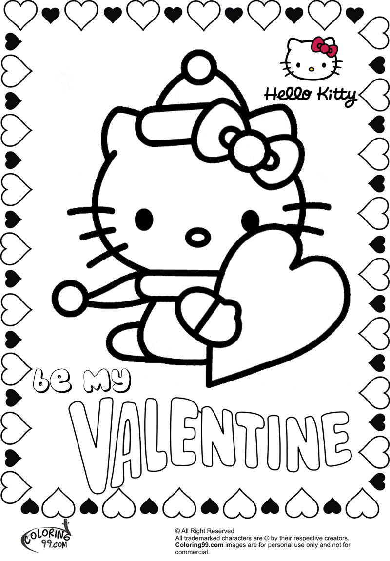 hello kitty be my valentine coloring pages